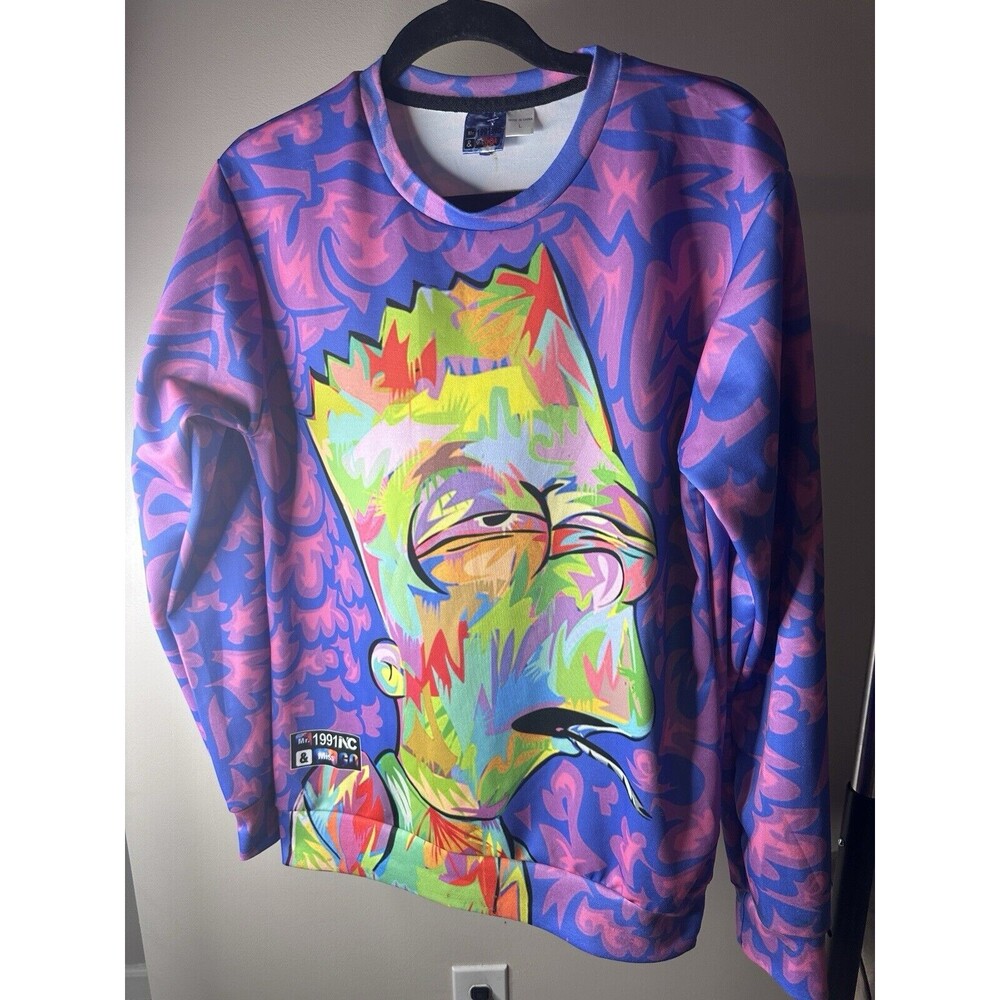 Bart Simpson Pull Over Sweater  Shirt  Mr. 1991 Inc & Miss Go SIZE LARGE